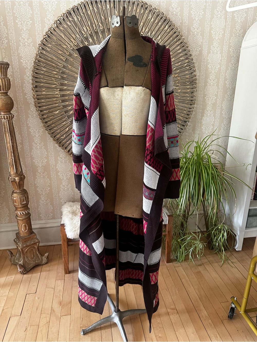 hazel Striped Knit Open-Front Maxi Cardigan
